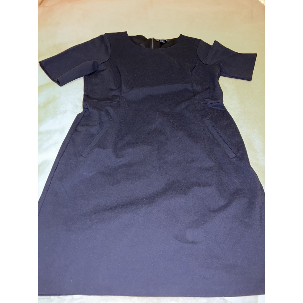 Lands End Womens Navy Blue Short Sleeve Sheath Pocket Dress Size 18 RN 62830
